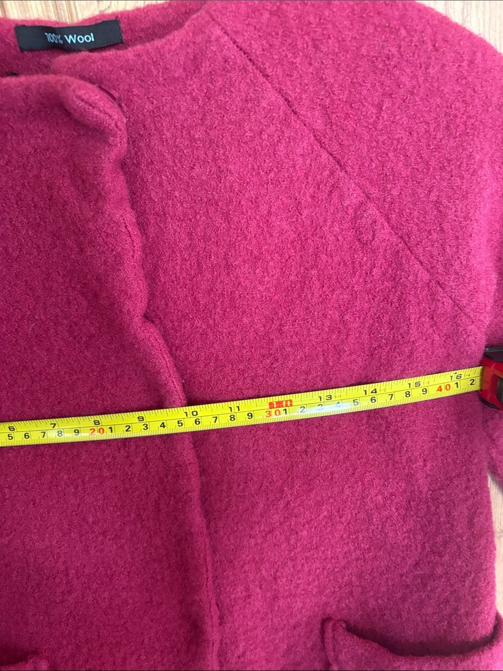 Wool Blend Open-Front Coatigan in Berry - Picture 7 of 7